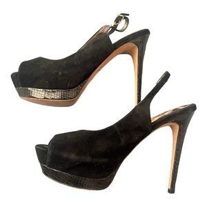 Black Suede and snake pattern 5in heels size 9